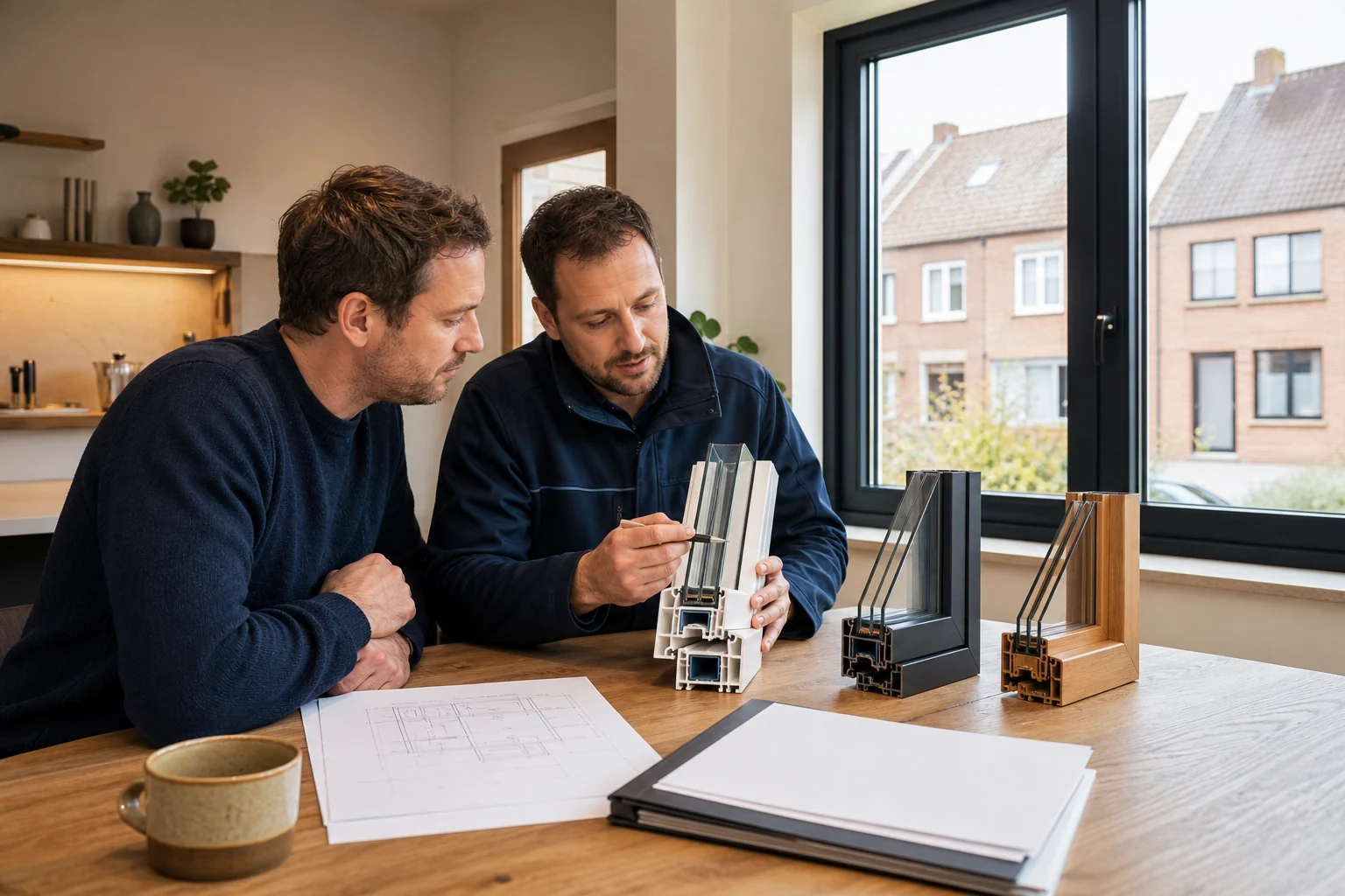 Huiseigenaar vergelijkt PVC, aluminium en houten raamprofielen met een vakman